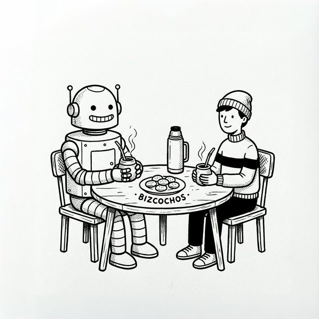 Humano y Robot compartiendo un mate